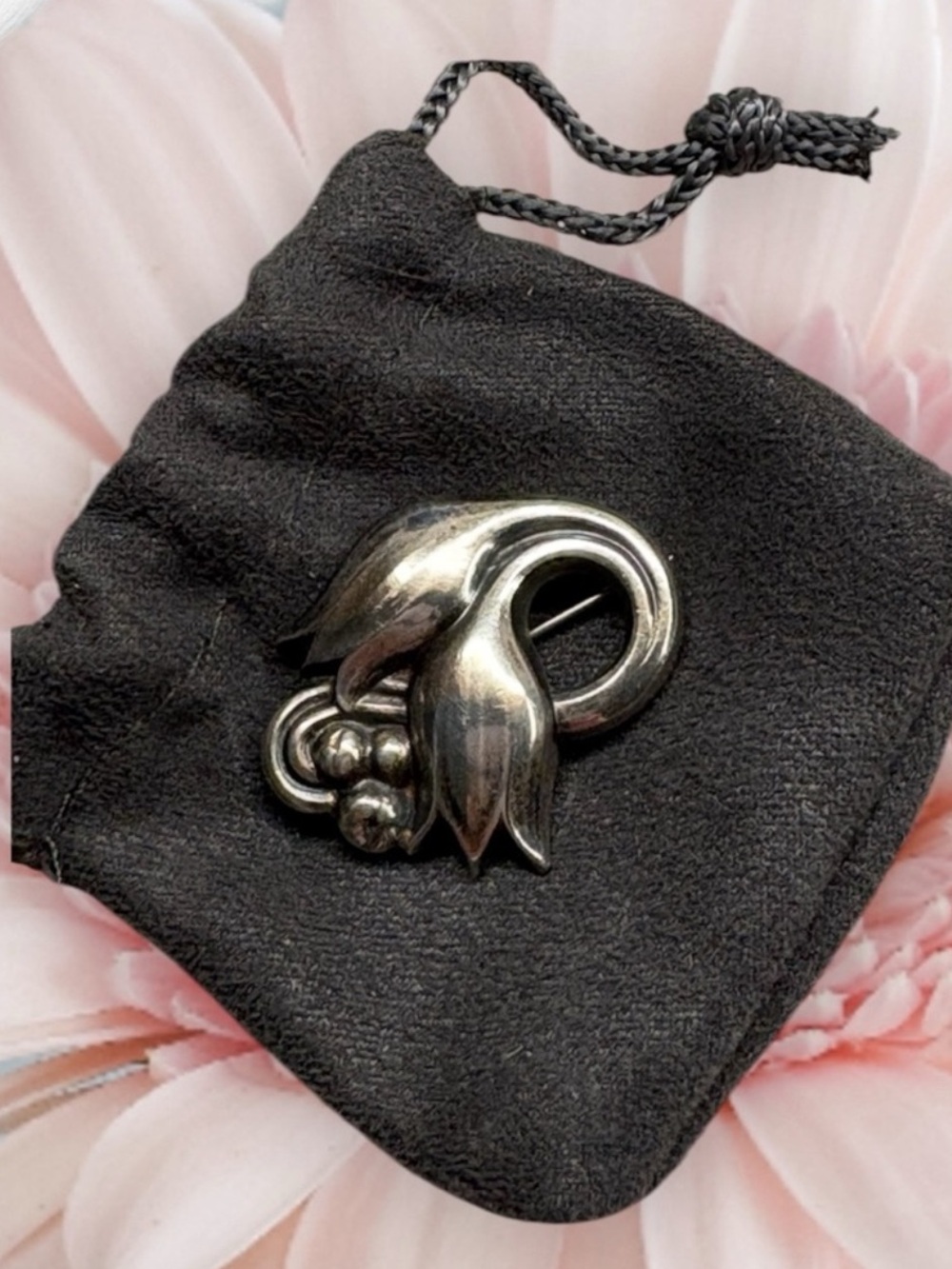 Georg Jensen « Tulips and Berries « Brooch, Rare ~ Denmark Vintage Piece ~